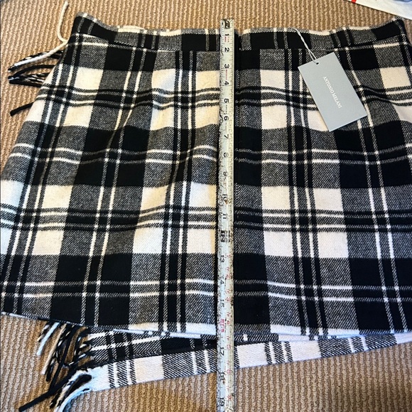 NWT ANTONIO MELANI Georgie Black and White Plaid Fringe Skirt size 14 - Picture 12 of 13
